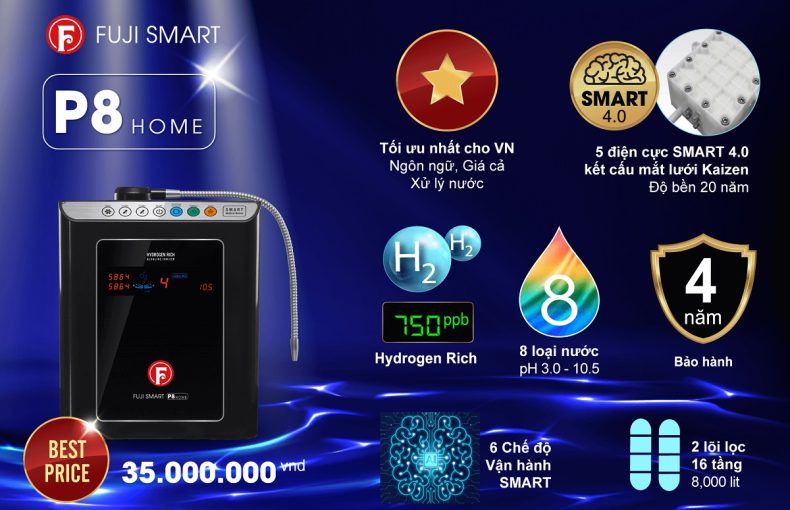 Máy lọc nước ion kiềm Fuji Smart P8 Home